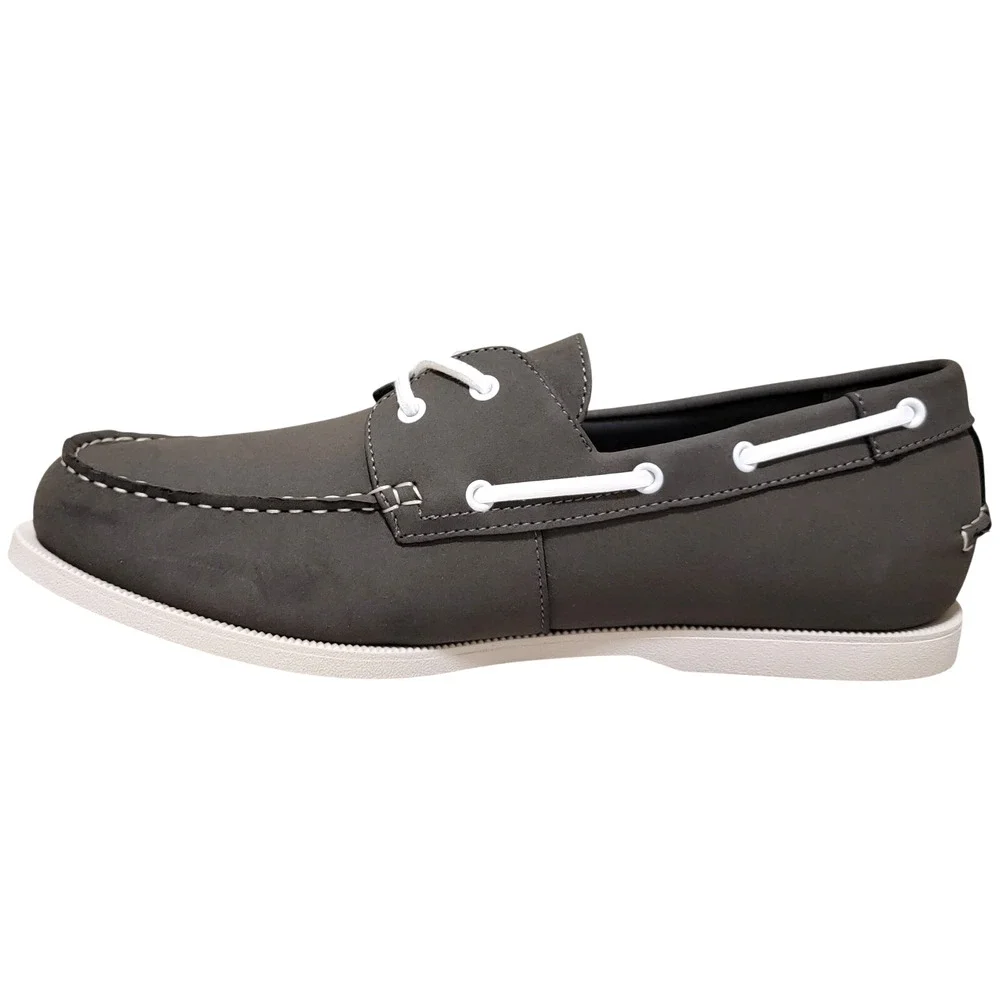 Club Room Men 2-Eye Casual Boat Shoes Elliot Size US 11M Grey Faux Leather - Picture 3 of 5